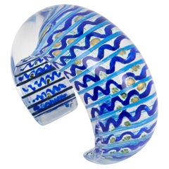 Christophe Gallard Massive Lucite Bracelet with Blue and Gold Decor