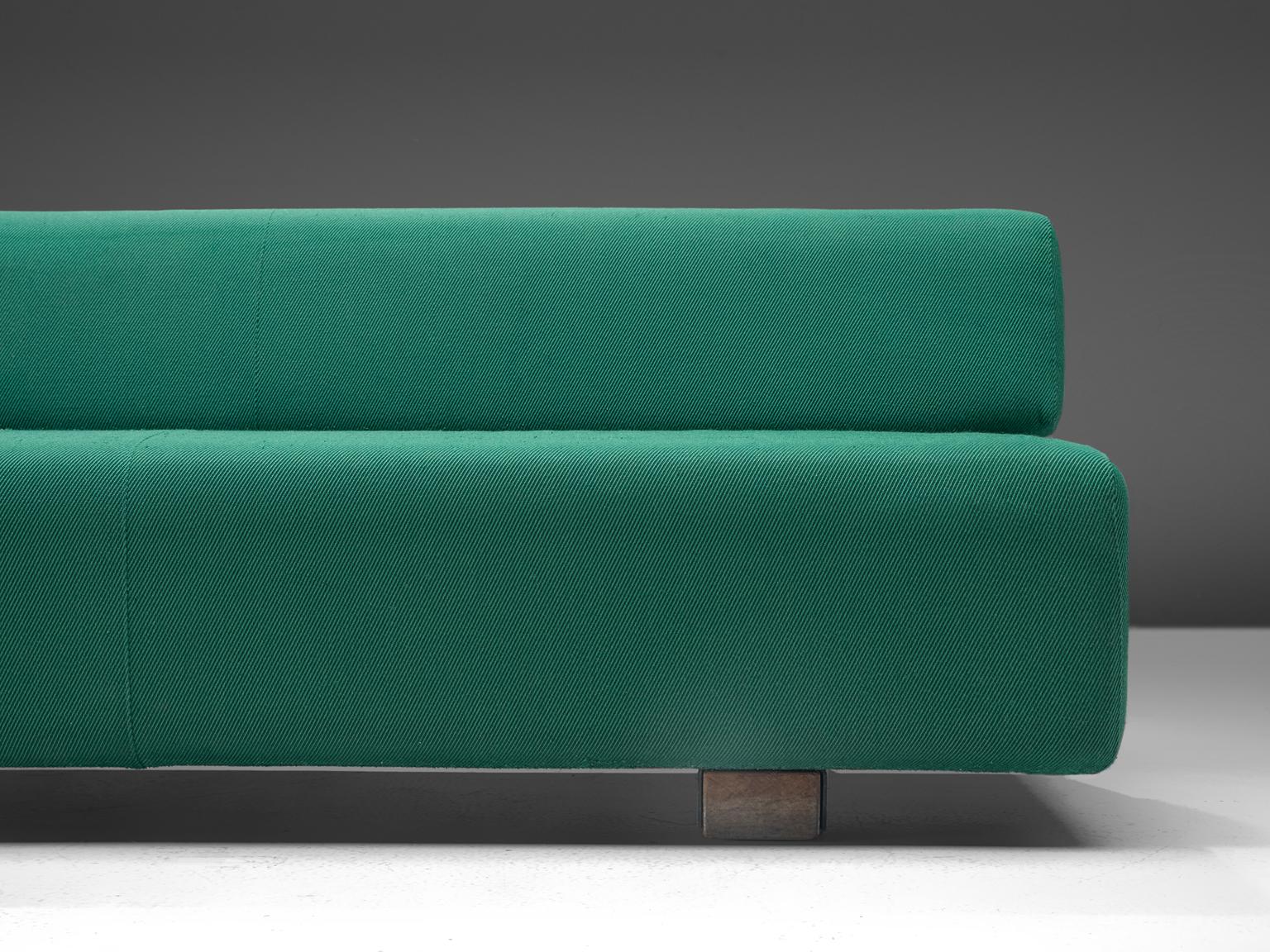 Lacquered Christophe Gevers Postwar Sofa in Persian Green Fabric