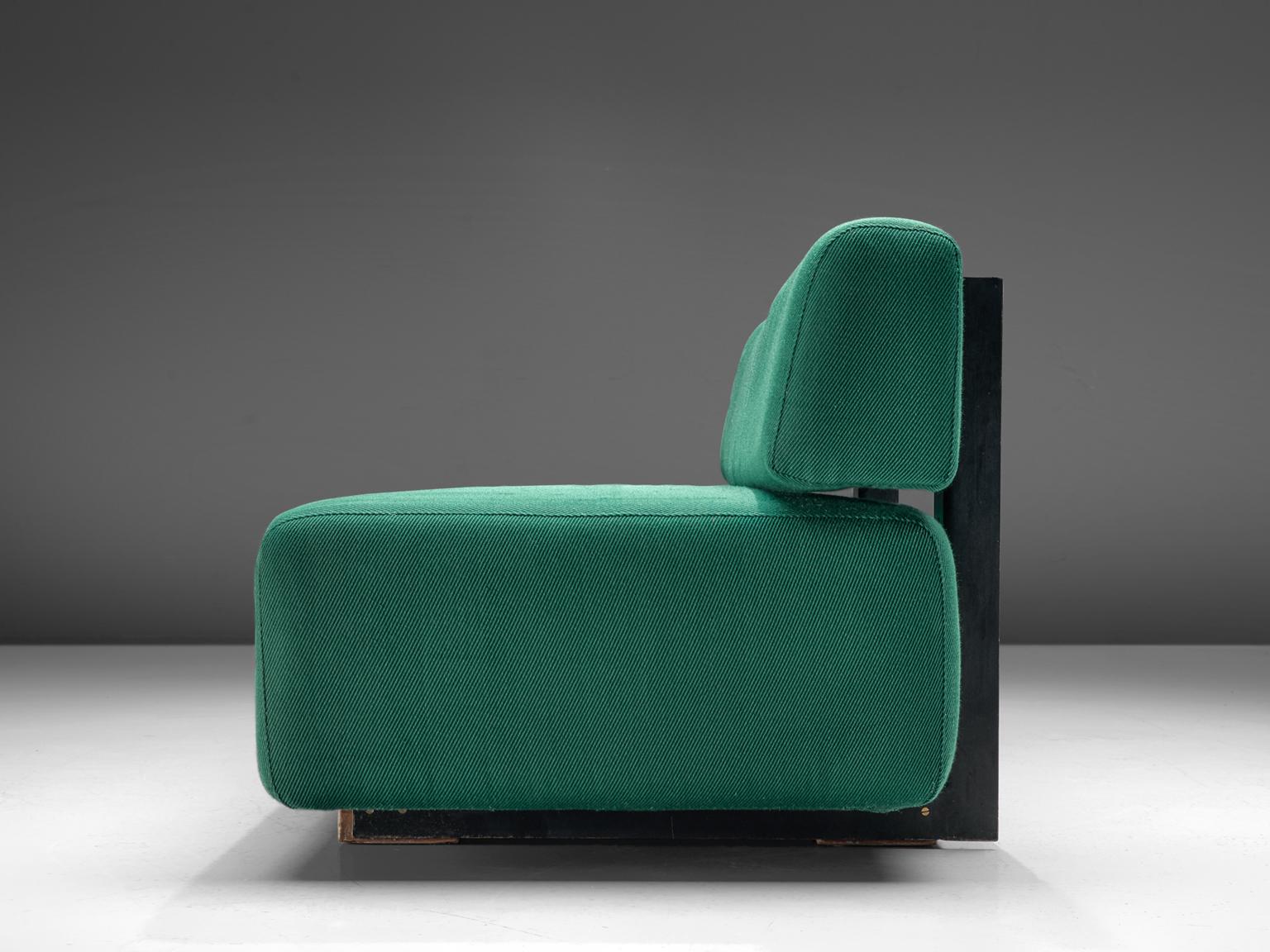Late 20th Century Christophe Gevers Postwar Sofa in Persian Green Fabric