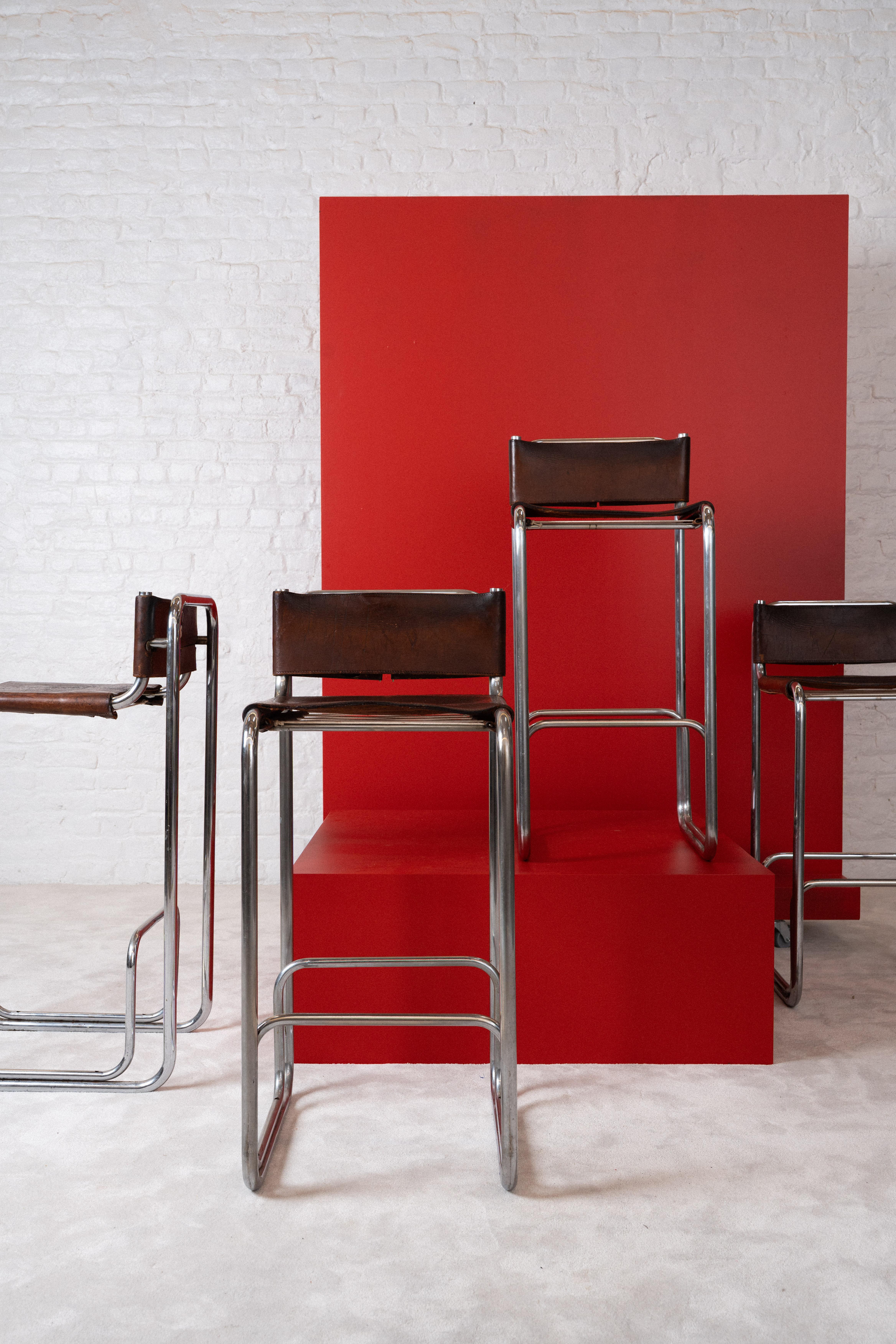 CHRISTOPHE GEVERS SET OF 4 Stools In Fair Condition For Sale In Forest, BE