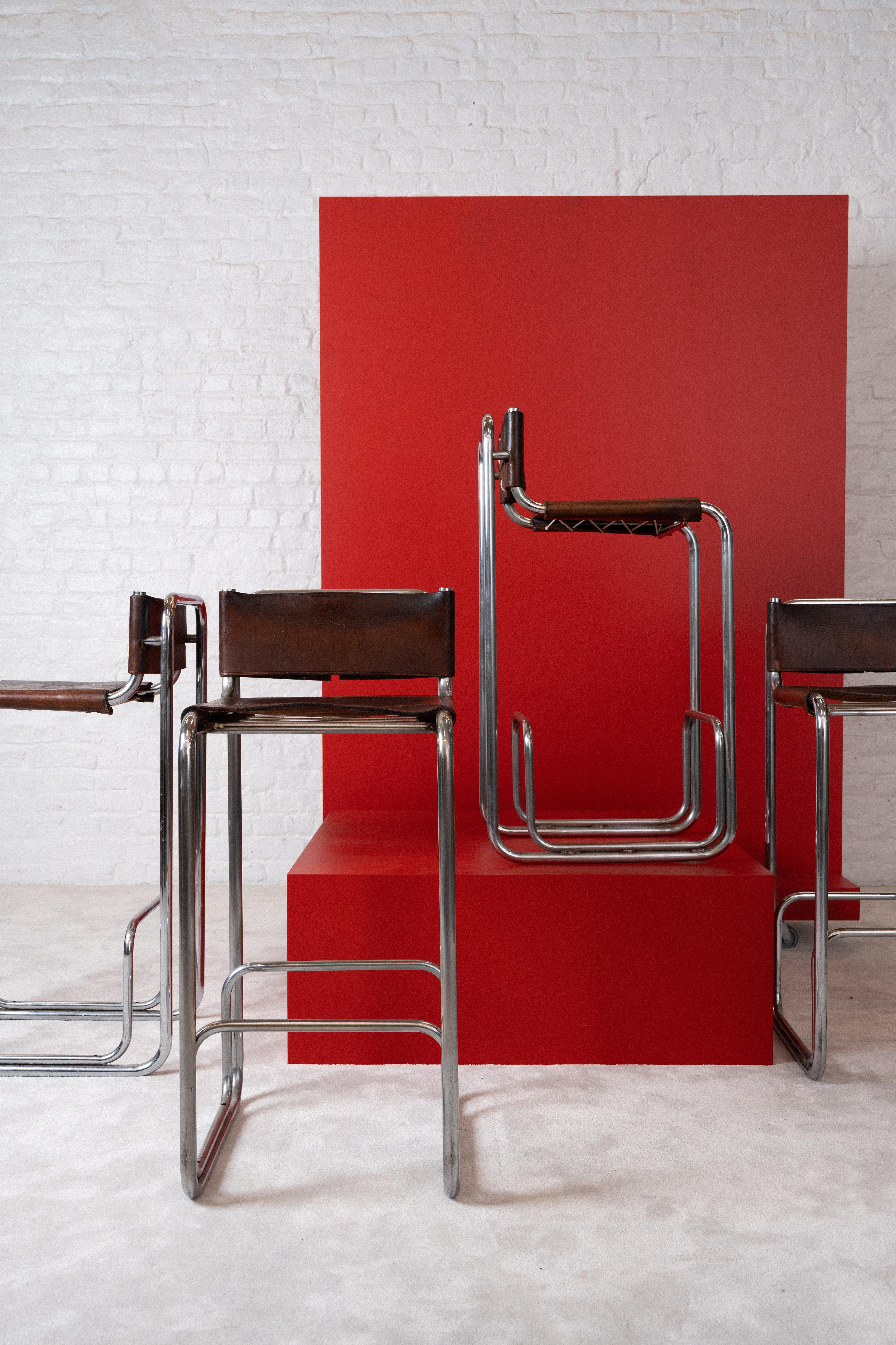 Metal CHRISTOPHE GEVERS SET OF 4 Stools For Sale
