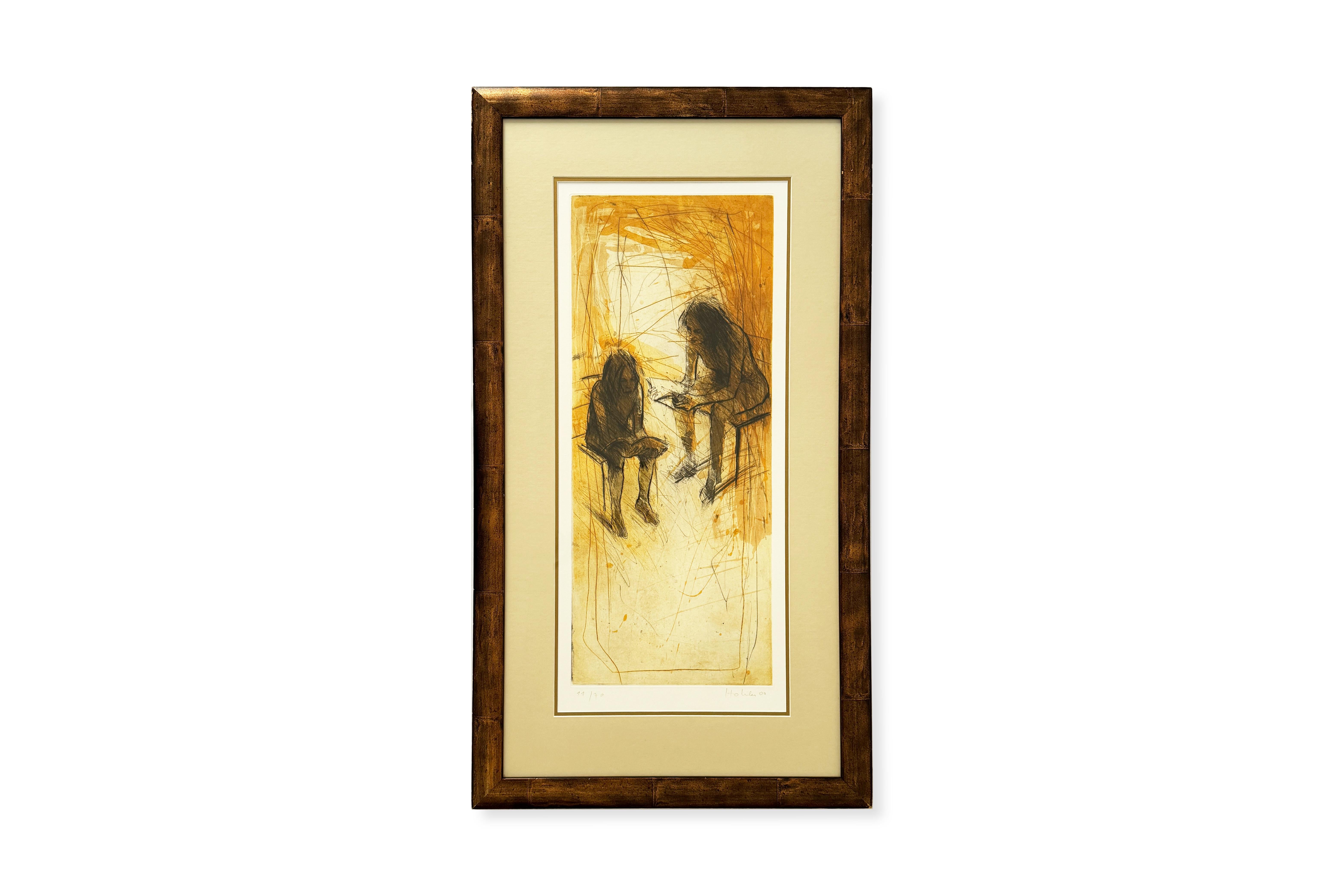 Christophe Hohler- Gerahmte zeitgenössische Lithographie Abstrakte figurative Kunst, 2000 (21. Jahrhundert und zeitgenössisch) im Angebot
