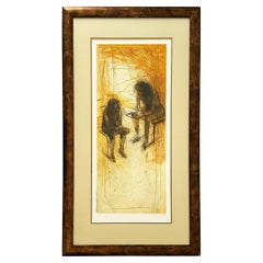 Christophe Hohler- Gerahmte zeitgenössische Lithographie Abstrakte figurative Kunst, 2000