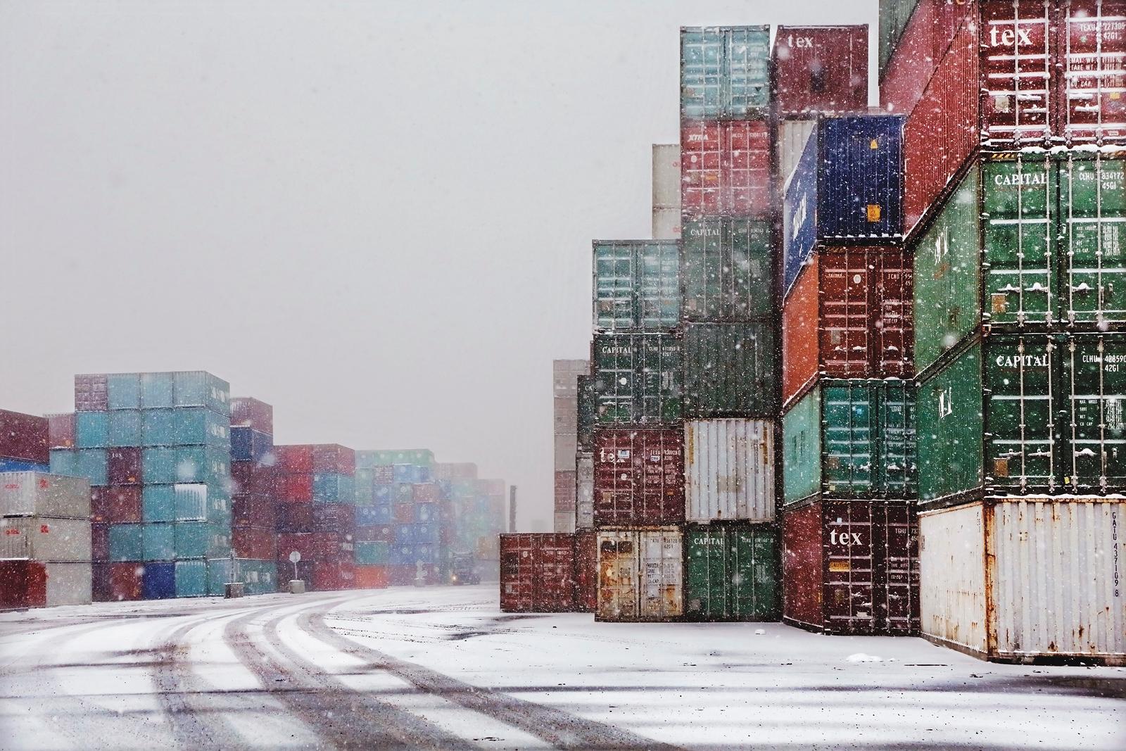Boxes 3 - Shipping, Containers, Docks, Snow, Winter, Travel photography, Print