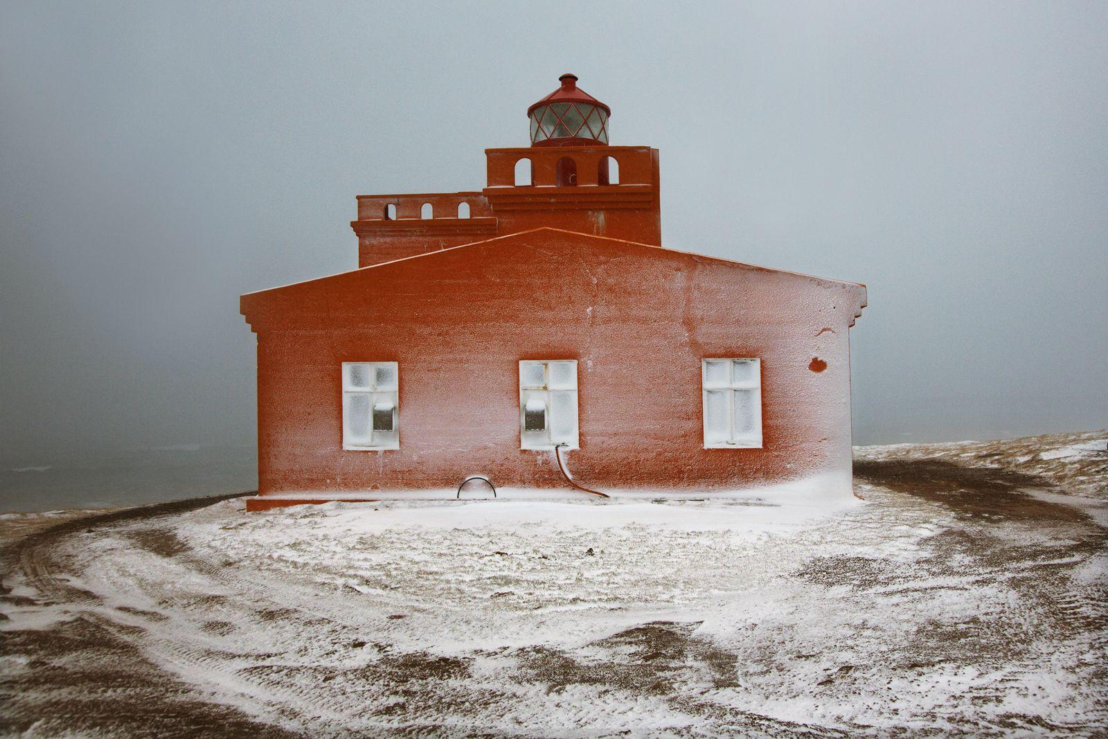 Christophe Jacrot Landscape Photograph - Lighthouse, Snjór series by C. Jacrot - 80 x 120 cm print, mounted & framed