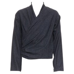 CHRISTOPHE LEMAIRE 100% wool grey cross wrapped cropped cardigan sweater Sz 3