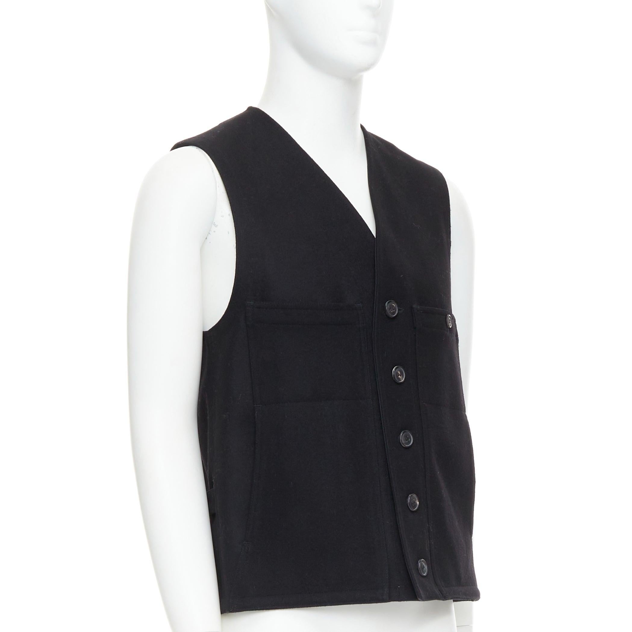 Nero Christophe LEMAIRE gilet in vita in cotone 100% lana vergine Sz3 in vendita
