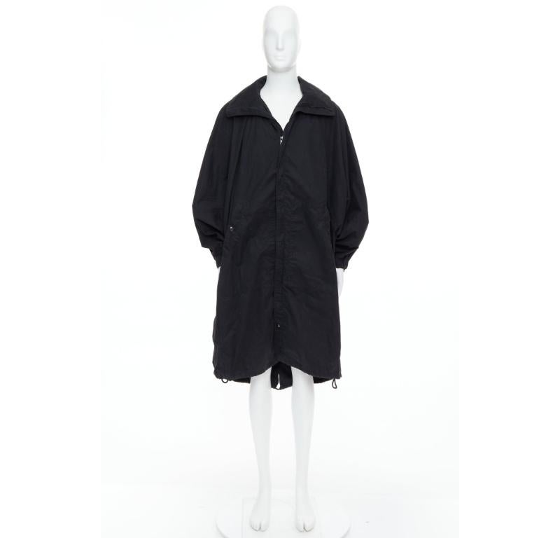 CHRISTOPHE LEMAIRE abrigo anorak capullo algodón negro con capucha Sz 3 L en venta 5