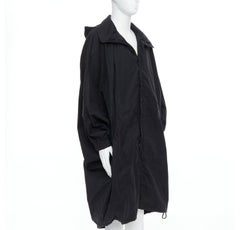 CHRISTOPHE LEMAIRE black cotton hooded cocoon anorak coat Sz 3 L