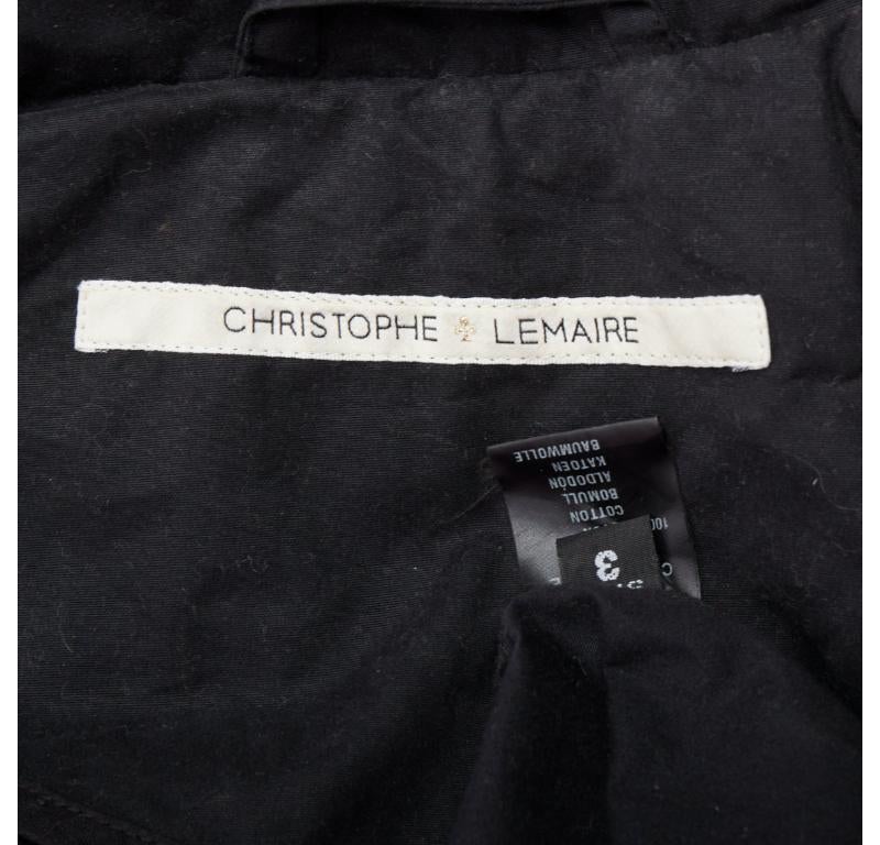 CHRISTOPHE LEMAIRE abrigo anorak capullo algodón negro con capucha Sz 3 L en venta 4