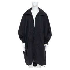 CHRISTOPHE LEMAIRE black cotton hooded cocoon anorak coat Sz 3 L