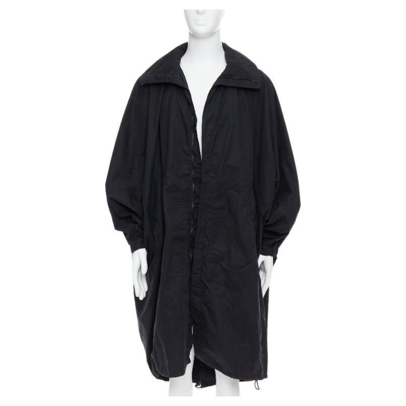 Christophe LEMAIRE cappotto anorak con cappuccio in cotone nero Sz 3 L.