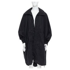 Christophe LEMAIRE cappotto anorak con cappuccio in cotone nero Sz 3 L.