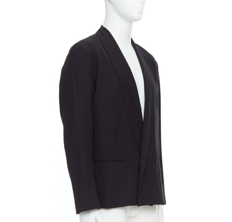 Nero Christophe LEMAIRE blazer nero in lana vergine e cotone con collo a scialle Sz3 M. in vendita