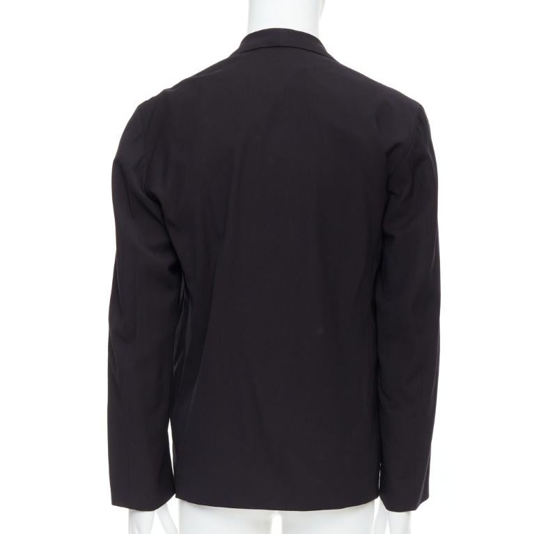Uomo Christophe LEMAIRE blazer nero in lana vergine e cotone con collo a scialle Sz3 M. in vendita