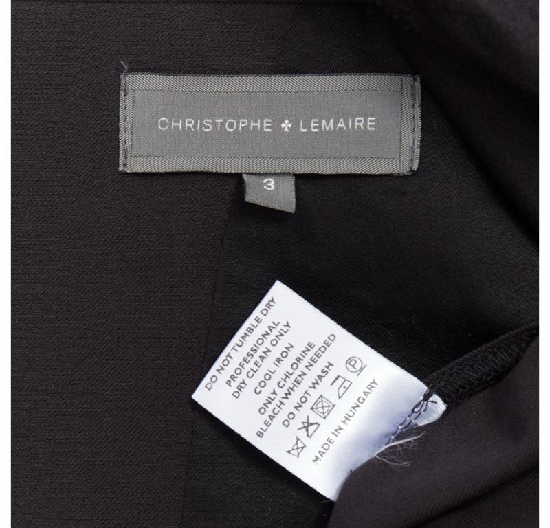 Christophe LEMAIRE blazer nero in lana vergine e cotone con collo a scialle Sz3 M. in vendita 3