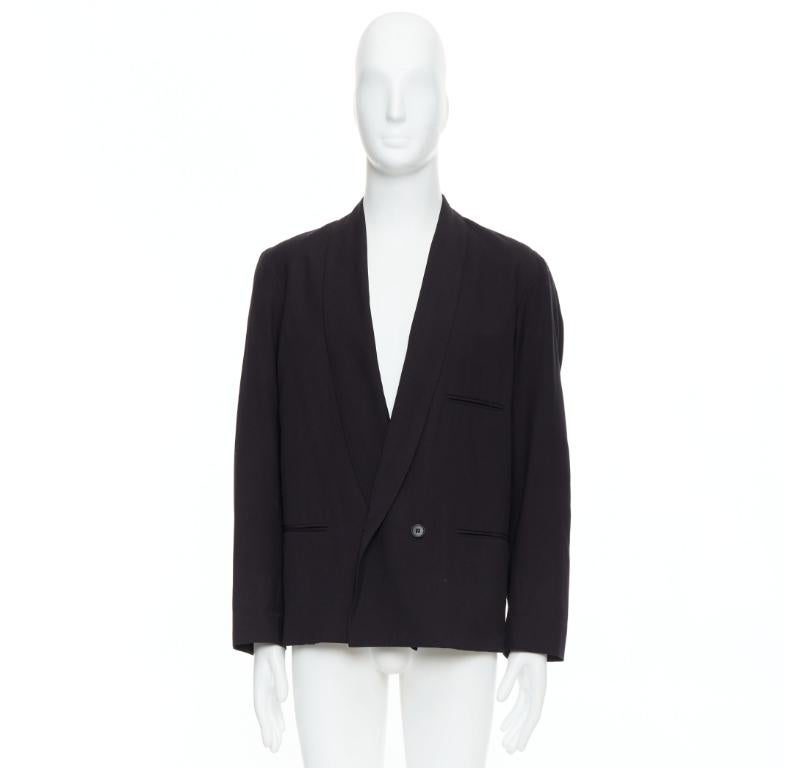 Christophe LEMAIRE blazer nero in lana vergine e cotone con collo a scialle Sz3 M. in vendita 4