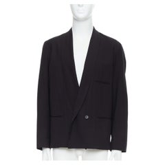 CHRISTOPHE LEMAIRE black virgin wool cotton shawl collar crop blazer Sz3 M