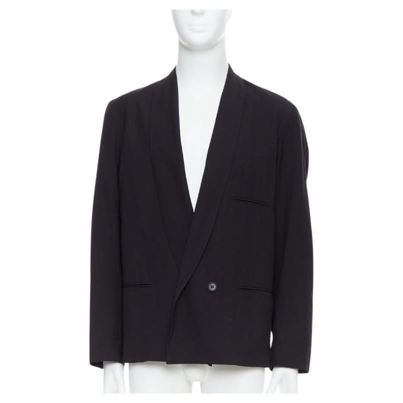 CHRISTOPHE LEMAIRE blazer crop col châle en laine vierge noire taille 3 M