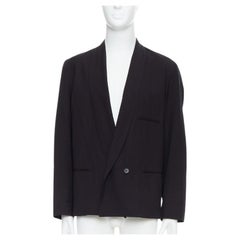 CHRISTOPHE LEMAIRE black virgin wool cotton shawl collar crop blazer Sz3 M