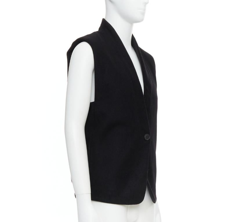 Nero Christophe LEMAIRE gilet in vita in lana nera con impunture minime Sz2 M. in vendita