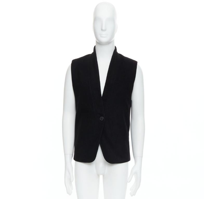 Christophe LEMAIRE gilet in vita in lana nera con impunture minime Sz2 M. in vendita 4