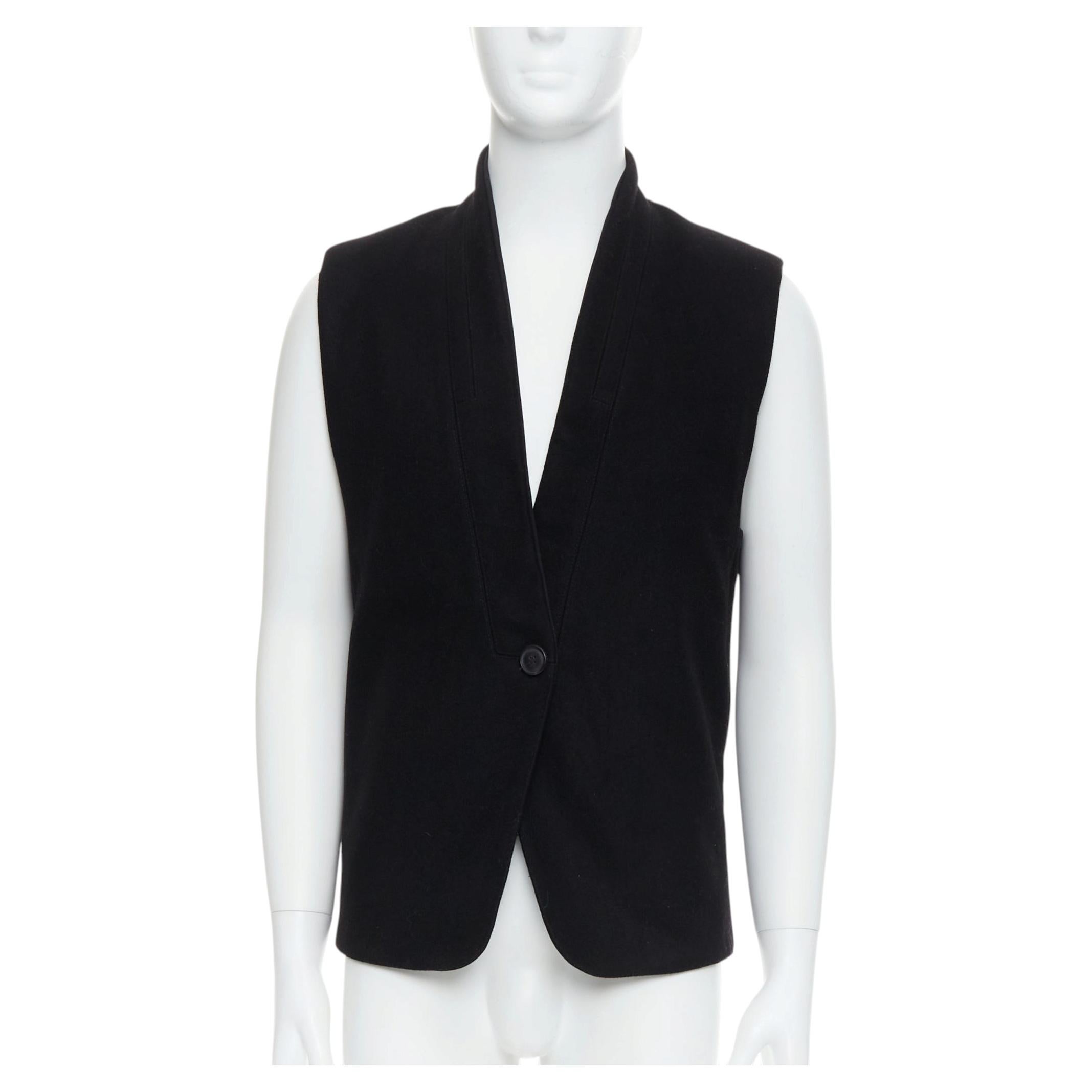 CHRISTOPHE LEMAIRE negro lana mínimo pespunte cintura abrigo chaleco Sz2 M en venta