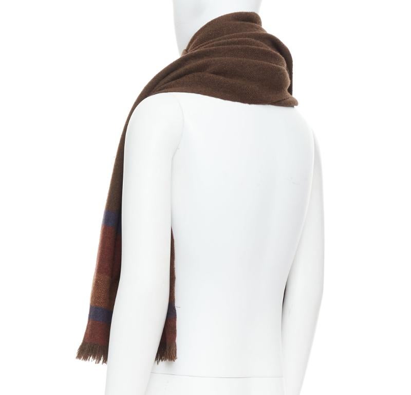 Christopher LEMAIRE sciarpa a righe artigianale in Tibet, 100% lana di yak, colore marrone in vendita 1
