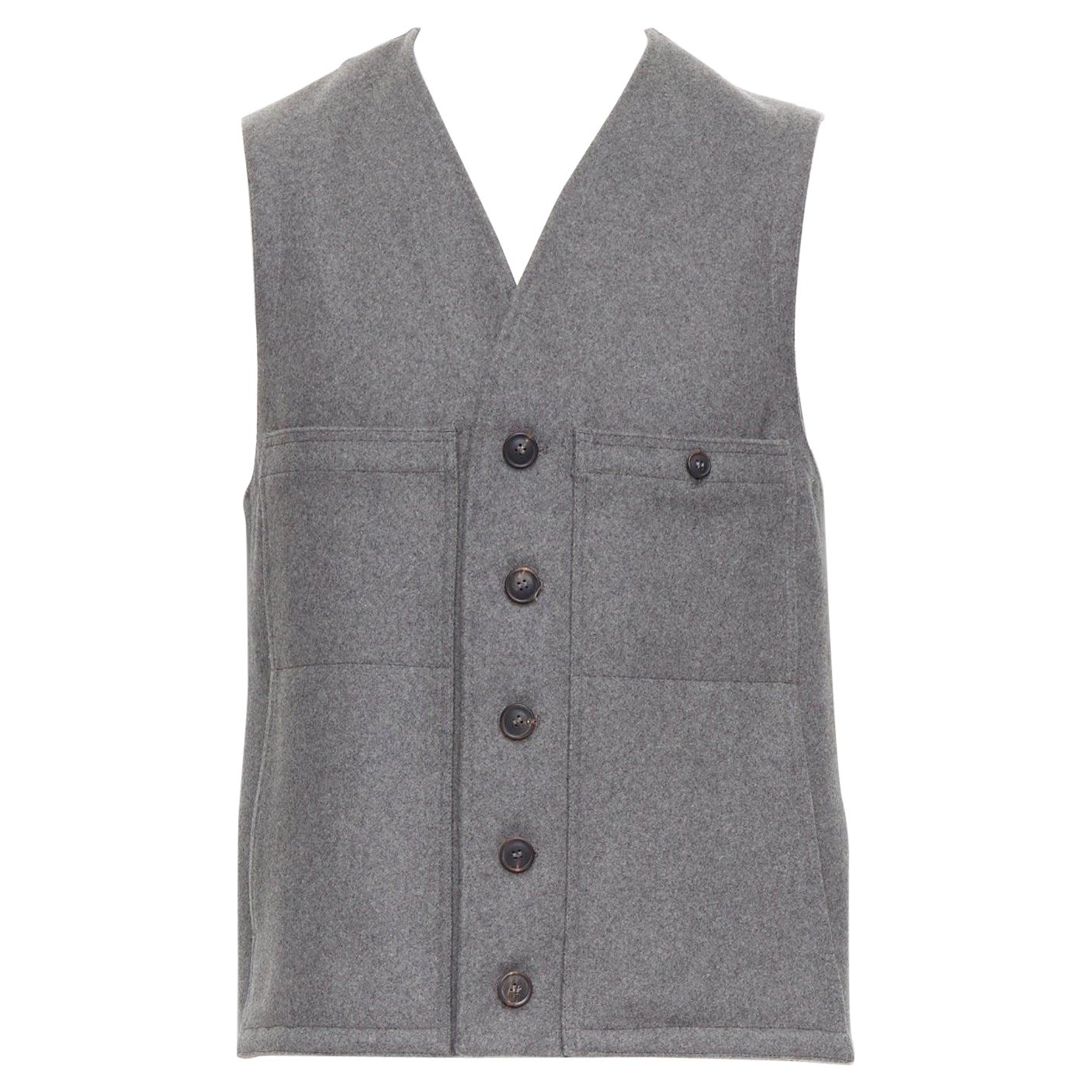 Christophe LEMAIRE gilet in vita in lana vergine grigio con fettuccia di cotone Sz3