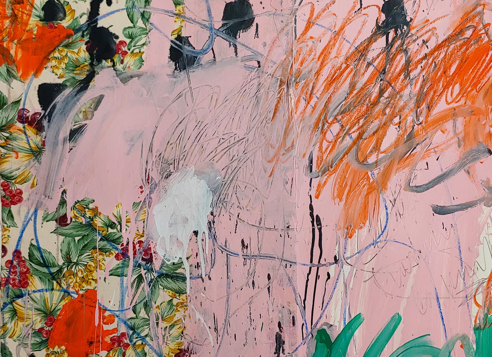 Traduit La Nuit incorniciato 54x38 olio acrilico stick e tessuto - Painting Espressionismo astratto di Christophe