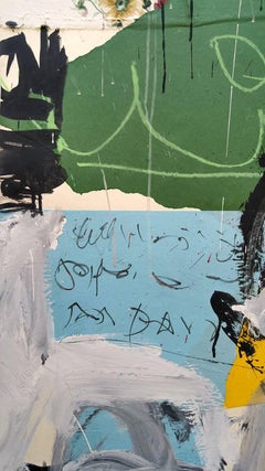 "Flores de Twombly en primavera, acrílico y collage 54x38" Enmarcado bajo Plexi