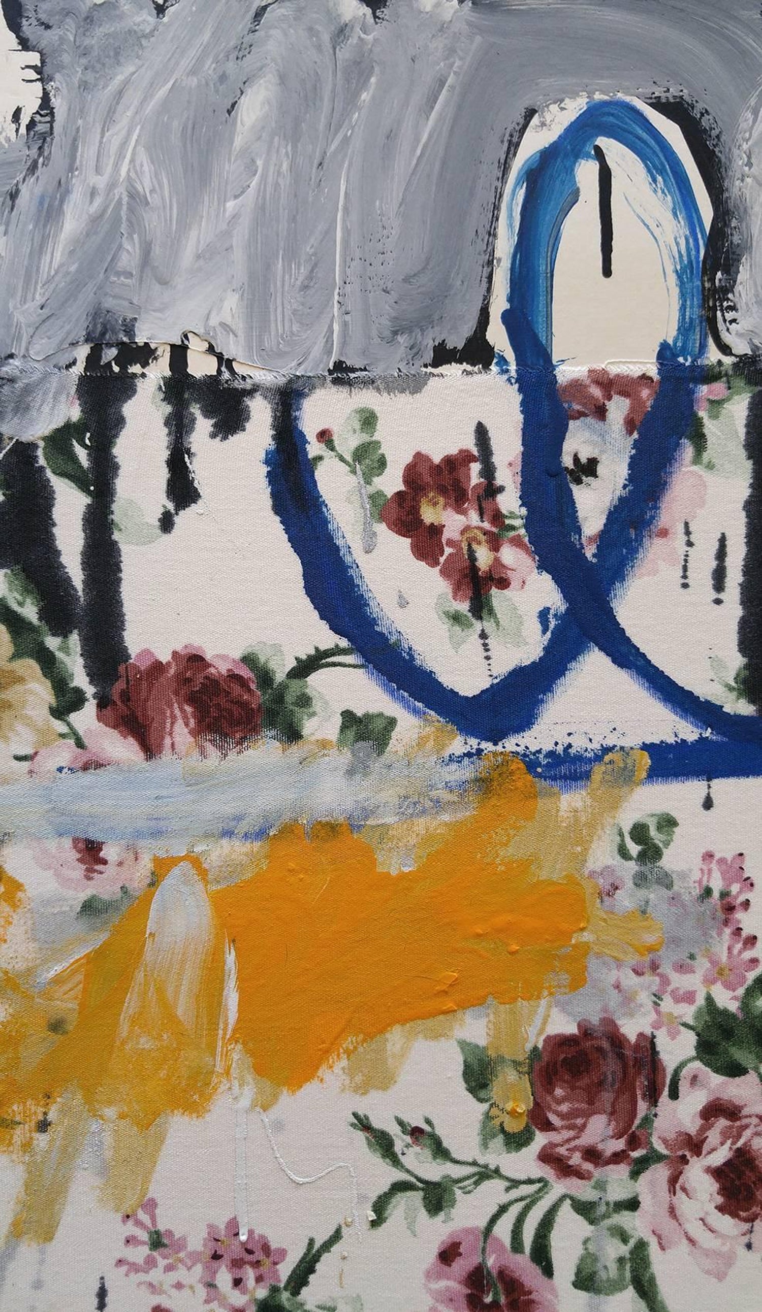 Christophe Abstract Composition With Flowers 53x37 For Sale At