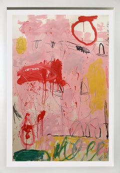 "Big Pink"  53x37,  Acrylic and oil painting on heavy weight paper framed