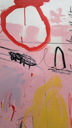 "Big Pink"  53x37,  Acrylic and oil painting on heavy weight paper framed