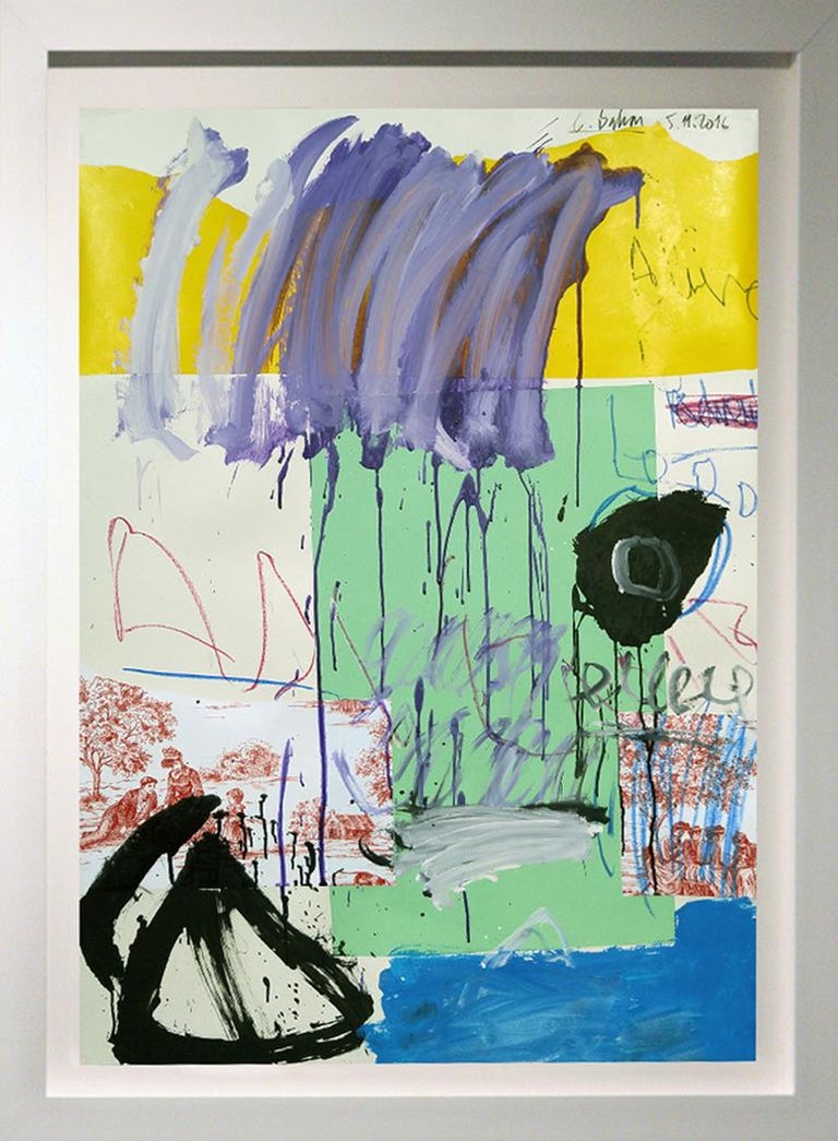 "Abstract with Violet over Yellow", 54x38" 1