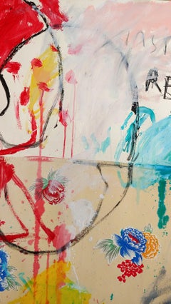 Instant Recall, Acryl, Ölstift und Stoff auf Karton 52x36