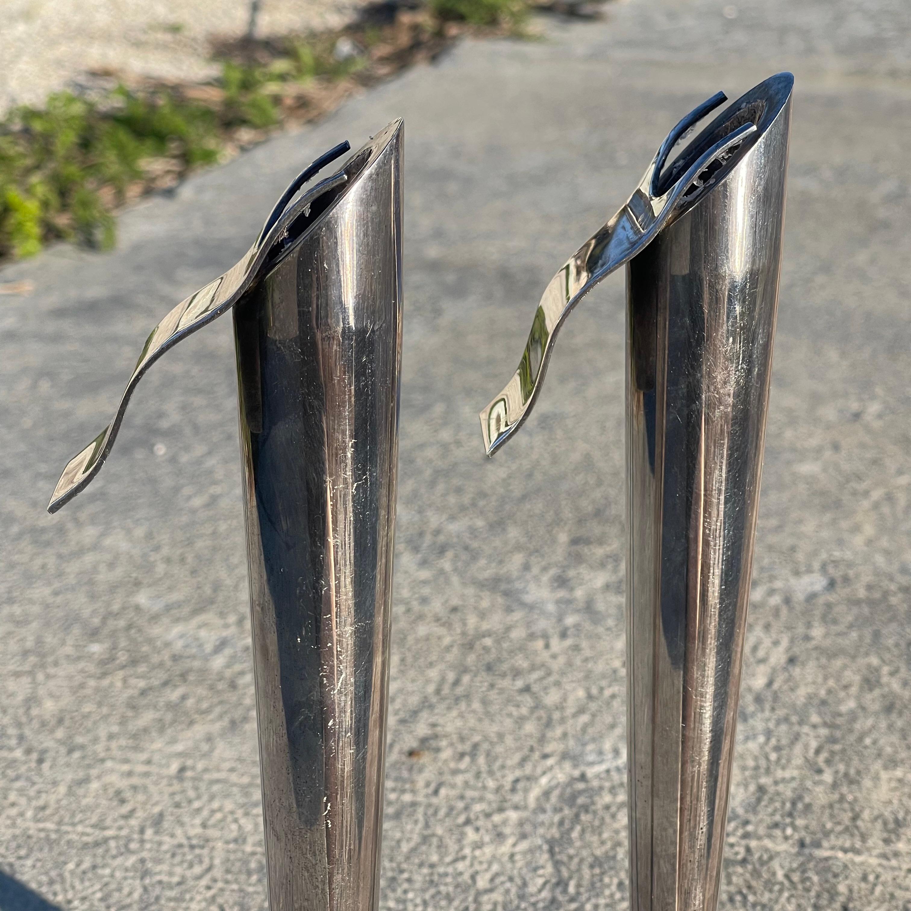 Late 20th Century Christophe Pillet for Algorithme, Postmodern Silver Plate Candlesticks, a Pair For Sale
