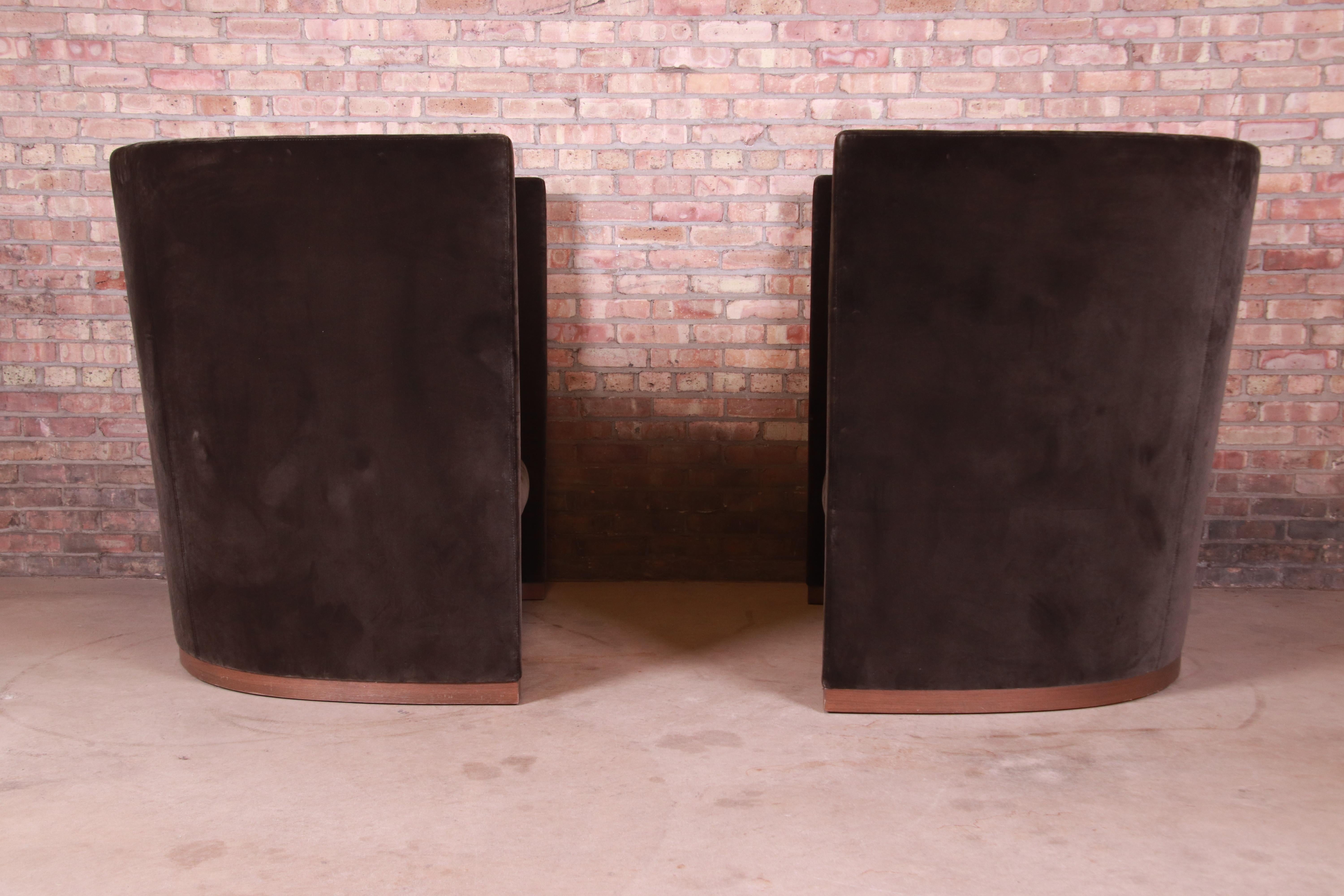 Christophe Pillet for Holly Hunt Elegant Modern Mohair Barrel Back Lounge Chairs 3