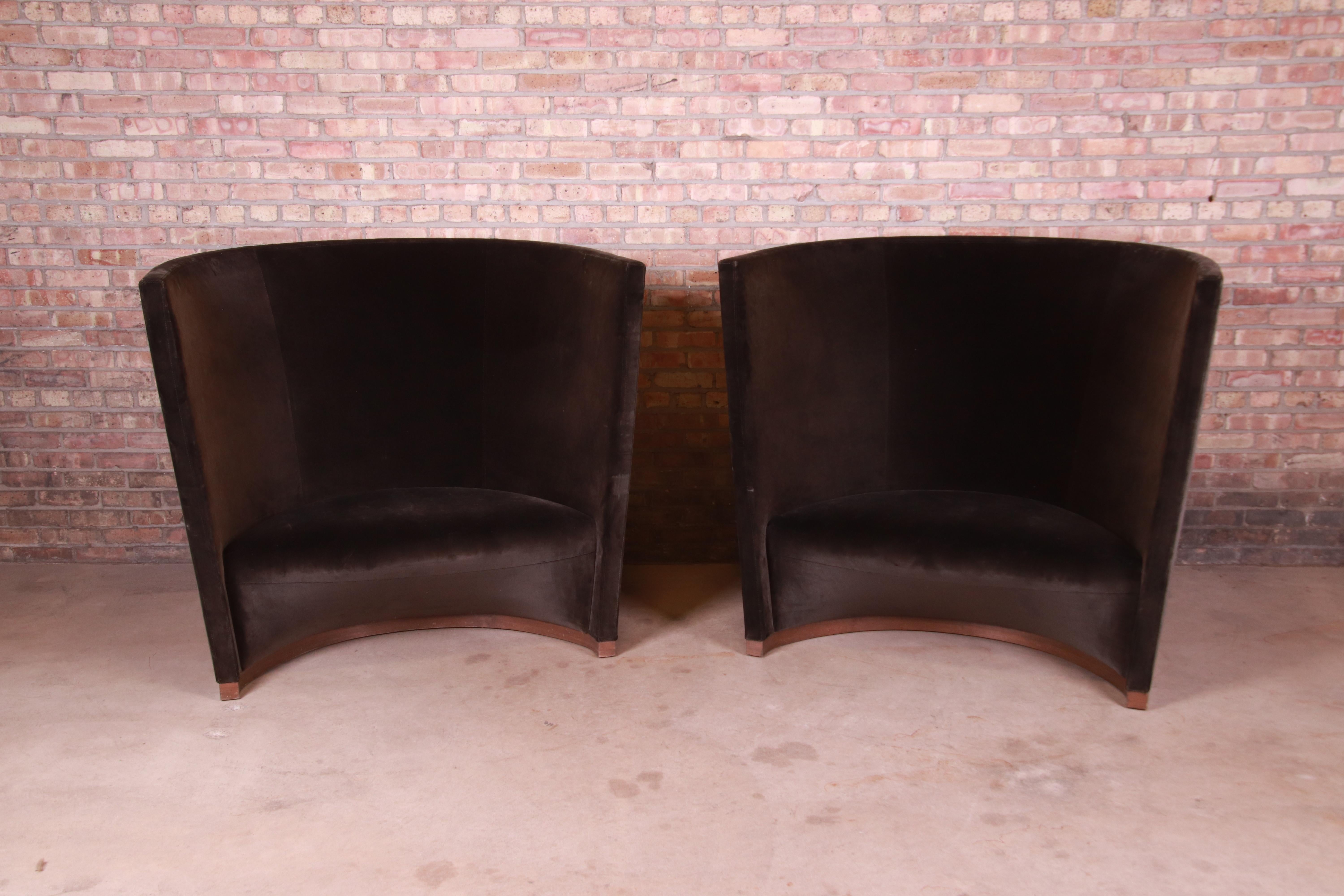 An outstanding pair of monumental modern barrel back 