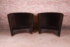 Christophe Pillet for Holly Hunt Elegant Modern Mohair Barrel Back Lounge Chairs