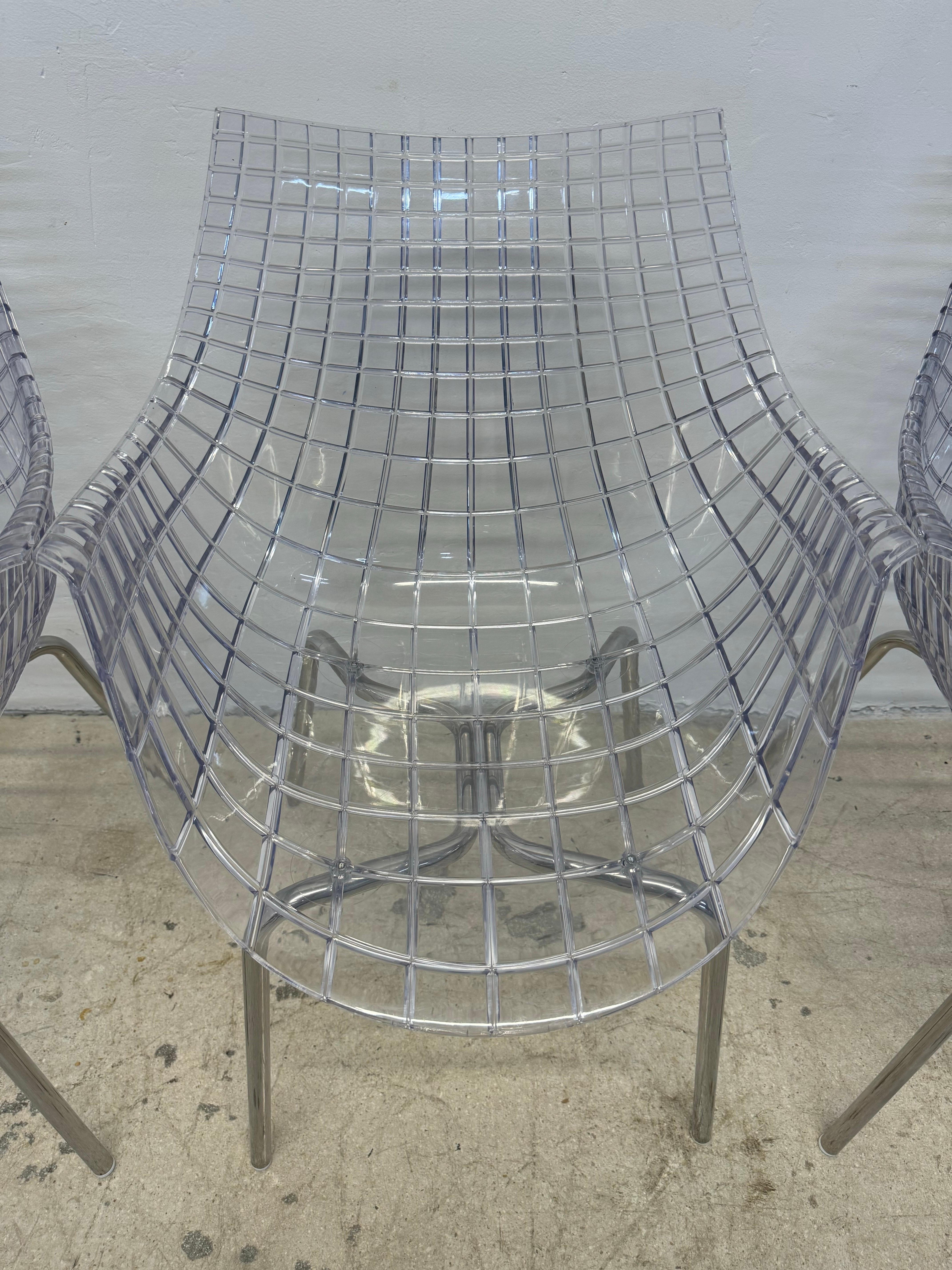 Chrome Christophe Pillet “Meridiana” Transparent Dining Chairs for Dríade - Set of Four For Sale