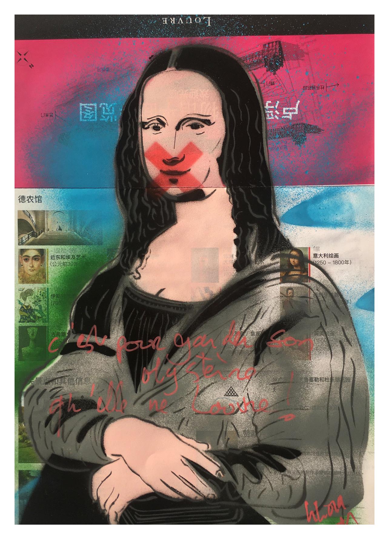 jocondefuschia
Christophe Stouvenel «It is to keep her Mystery that she does Louvre»
Multi-layer stencils on the Louvre Museum map
30,5 x 45 cm
date of the work: 2019
Not framed
SALE PRICE: 190 euros