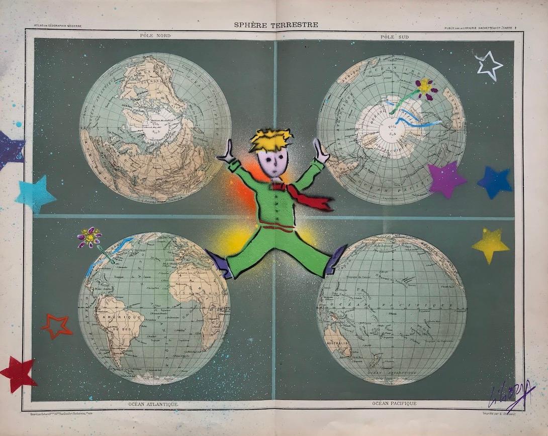 Das Universum zwischen seinen Händen (le Petit Prince)  2021 – 2021 – Mixed Media Art von Christophe Stouvenel
