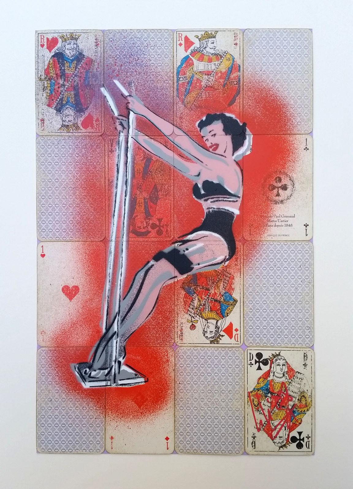 Strip Poker Love - Painting by Christophe Stouvenel