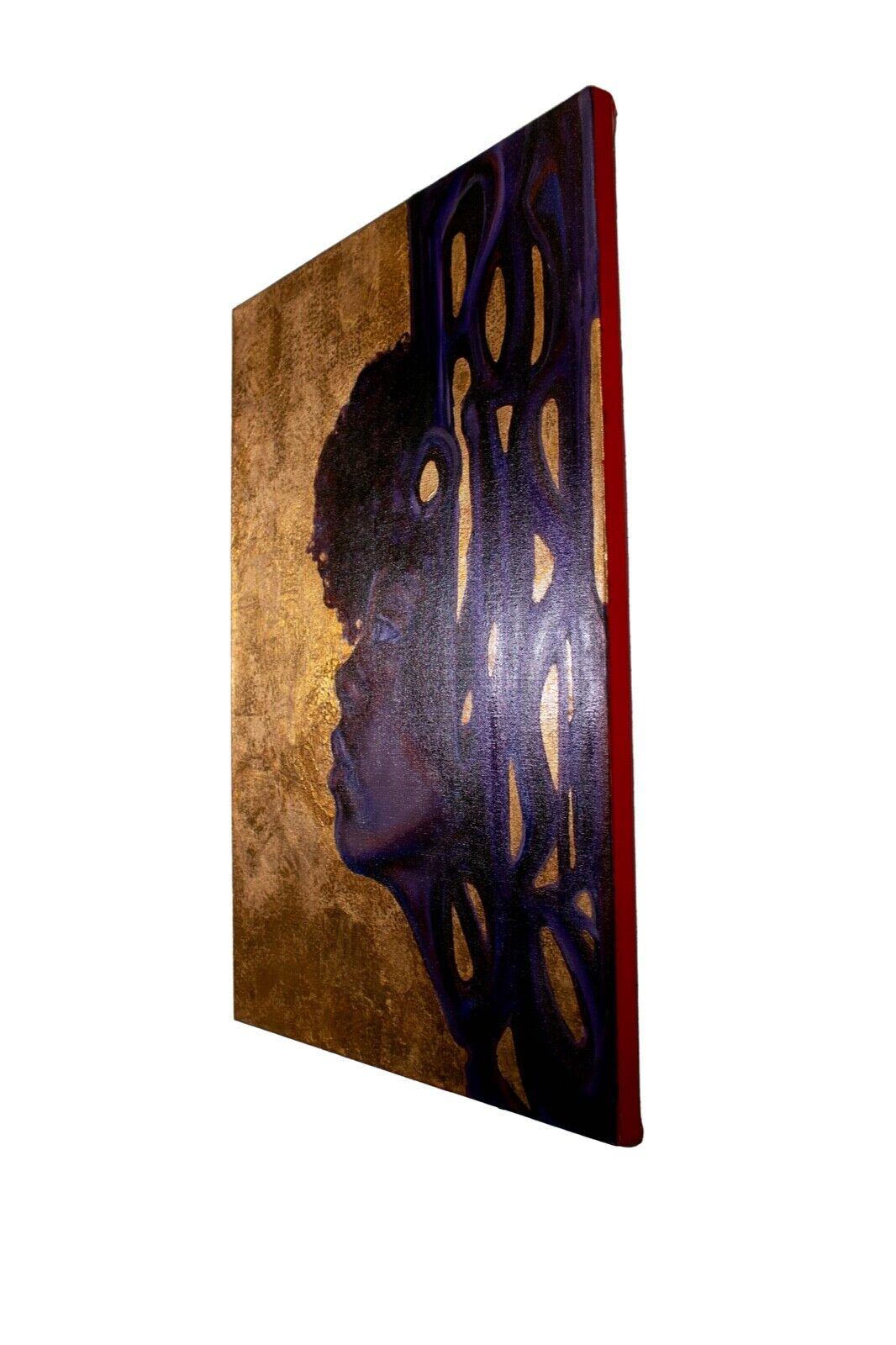 Contemporary Christopher Adam Williams Lift Every Voice Diptych Oil on Canvas w/ Cu Au Leaf For Sale