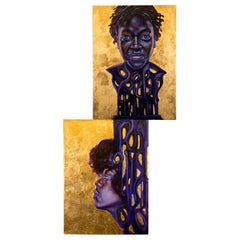 Christopher Adam Williams Lift Every Voice Diptych Oil on Canvas w/ Cu Au Leaf