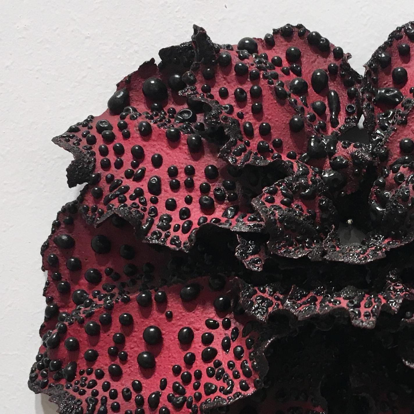 Untitled, red biomorphic flora-like ceramic sculpture, 2016 - Contemporary Sculpture by Christopher Adams