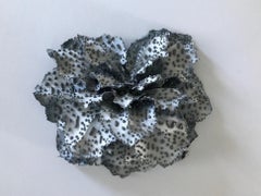 Untitled, gray biomorphic flora-like ceramic sculpture, 2017