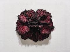 Untitled, red biomorphic flora-like ceramic sculpture, 2016