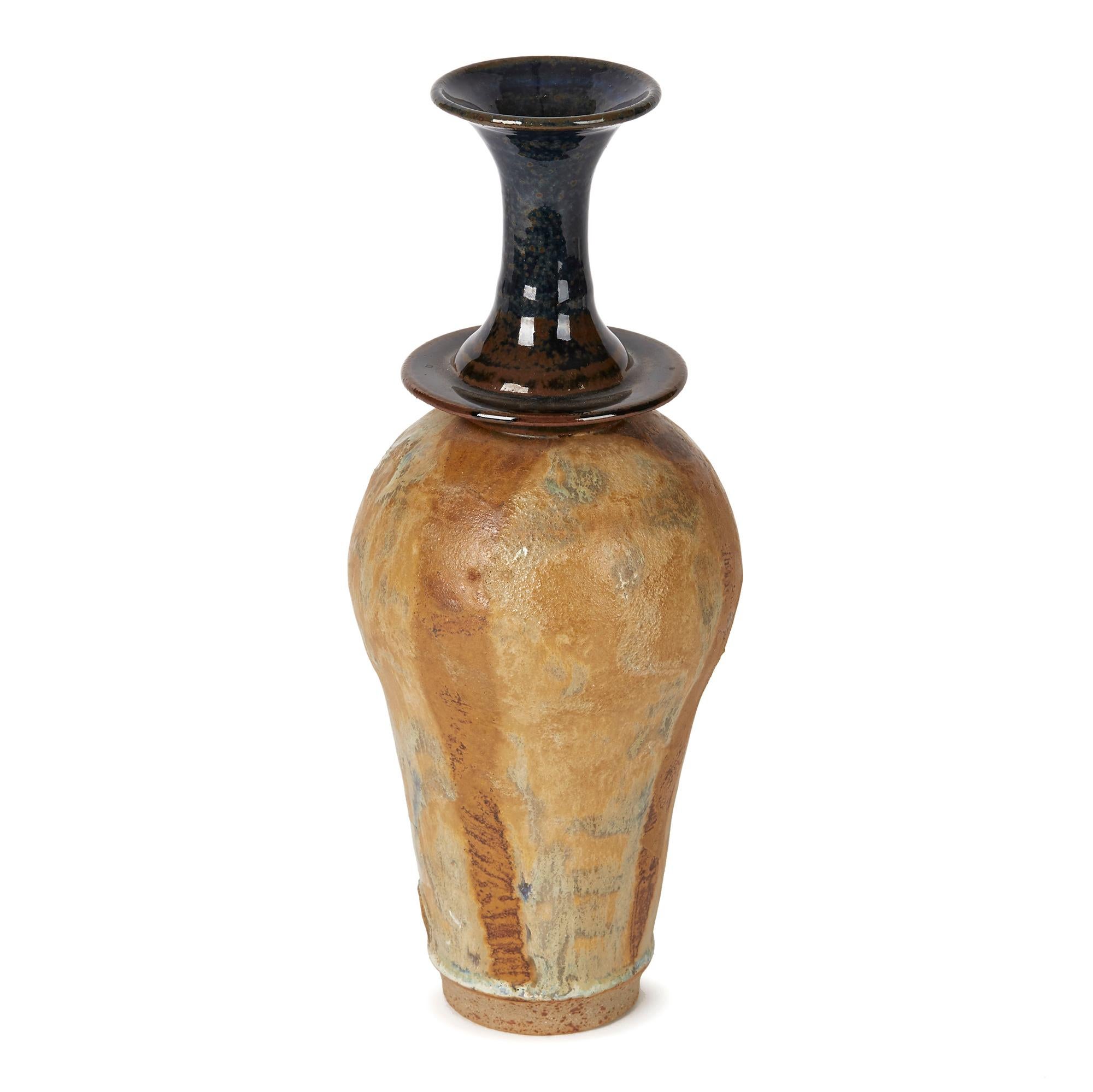 20th Century Christopher Anderson Textured Studio Pottery Vase For Sale
